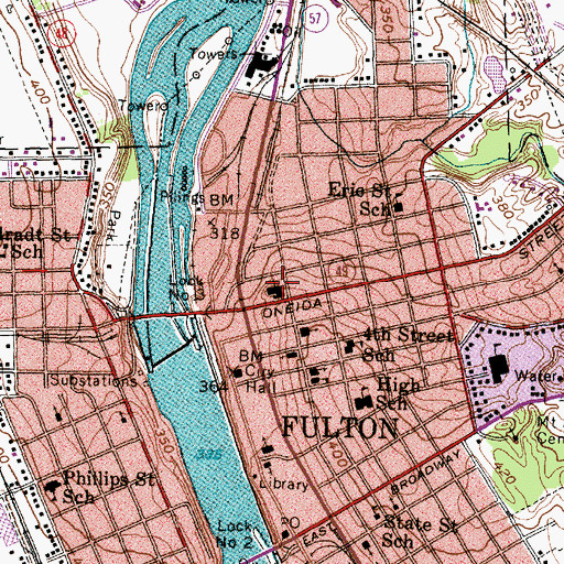 Topographic Map of First Methodist Church, NY