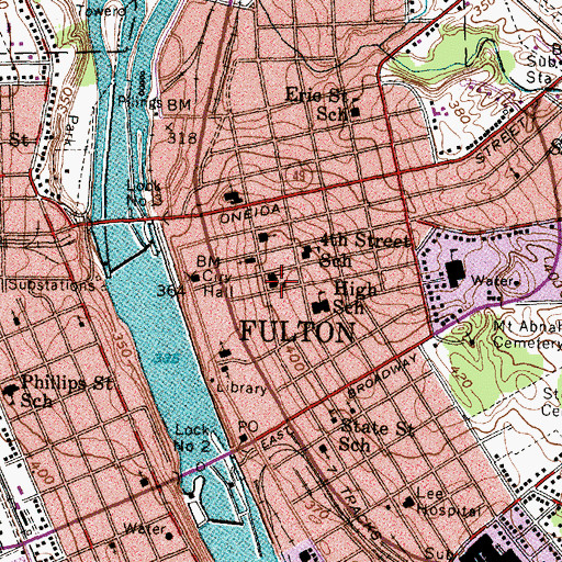 Topographic Map of Saint Mary's Roman Catholic School, NY