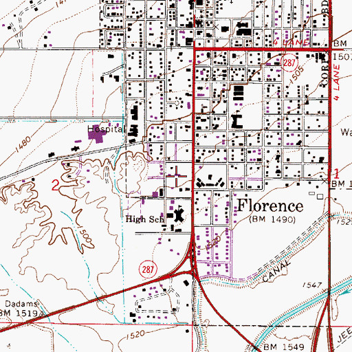 Topographic Map of Highway Park, AZ
