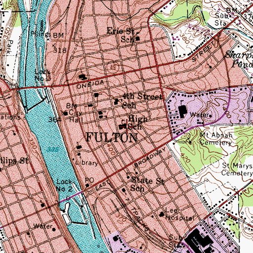 Topographic Map of Fulton High School, NY