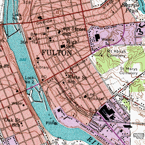 Topographic Map of State Street Methodist Church, NY