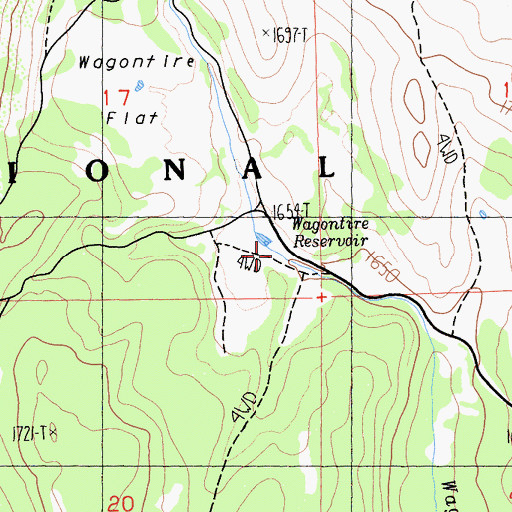 Topographic Map of Wagontire Reservoir, CA