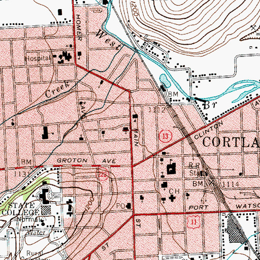 Topographic Map of Saint Mary's Roman Catholic Church, NY