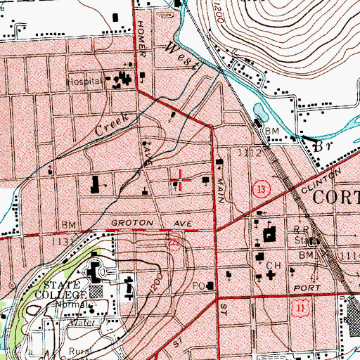 Topographic Map of Free Methodist Church of Cortland, NY