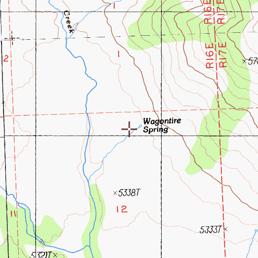 Topographic Map of Wagontire Spring, CA