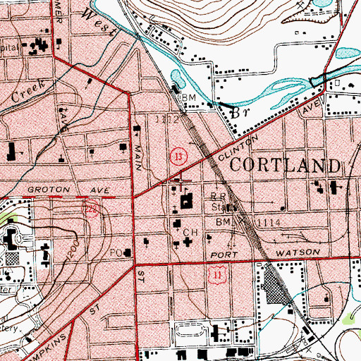 Topographic Map of First Congregational Church, NY
