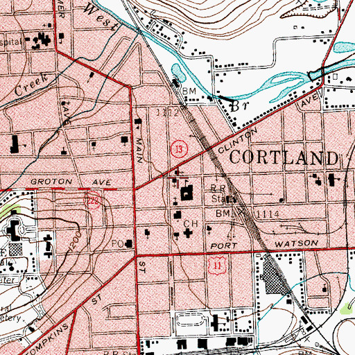 Topographic Map of First Universalist Church, NY