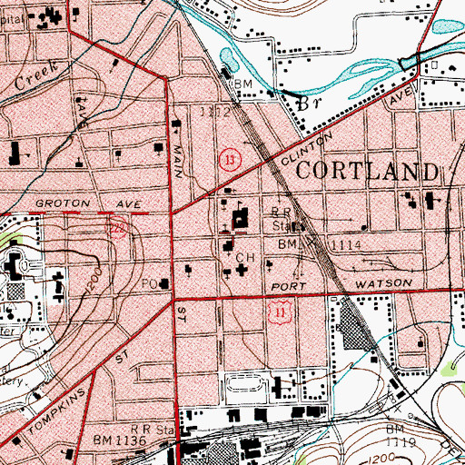 Topographic Map of First Baptist Church, NY