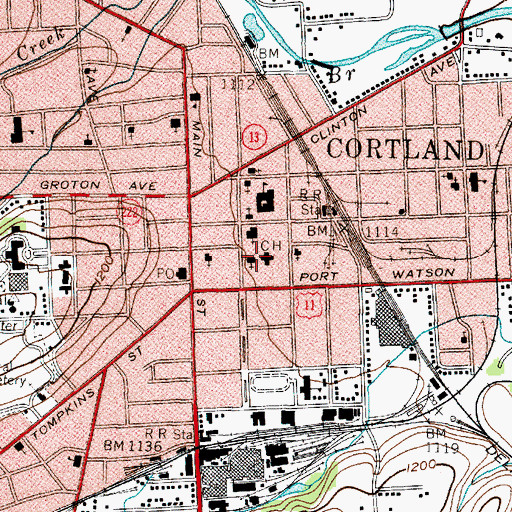 Topographic Map of First Methodist Church, NY