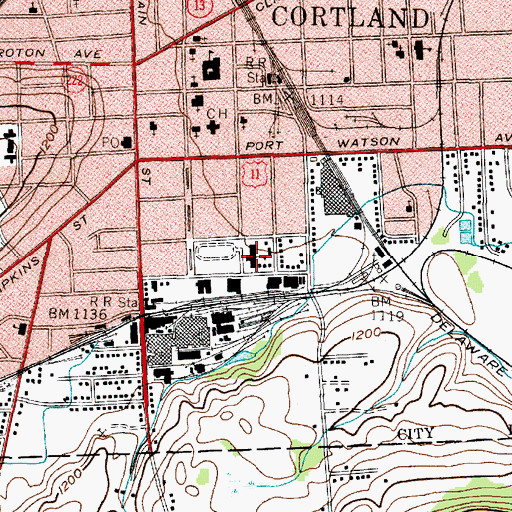 Topographic Map of Randall Elementary School, NY
