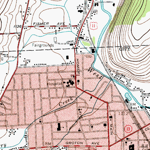 Topographic Map of North Presbyterian Church, NY