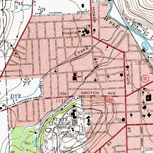 Topographic Map of Parker Elementary School, NY