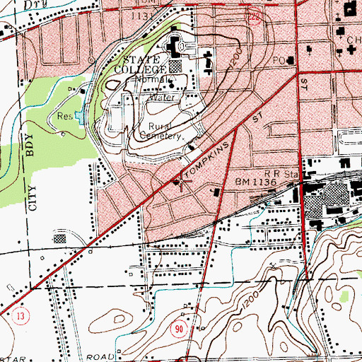 Topographic Map of Memorial Baptist Church, NY