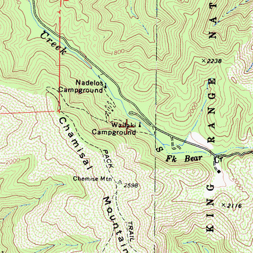 Topographic Map of Wailaki Campground, CA