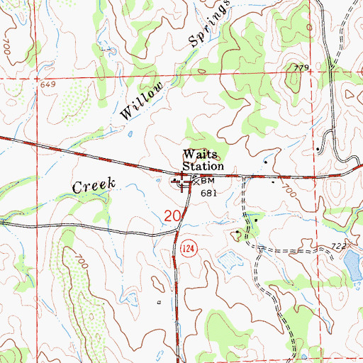 Topographic Map of Waits Station, CA