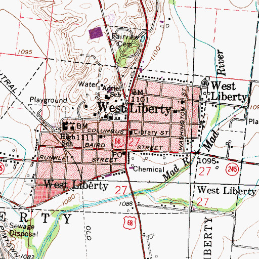 Topographic Map of Logan Baptist Church, OH