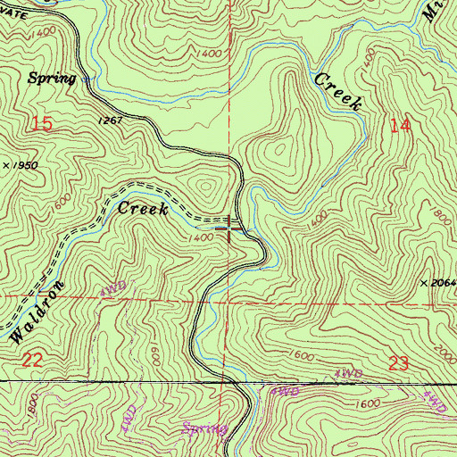 Topographic Map of Waldron Creek, CA