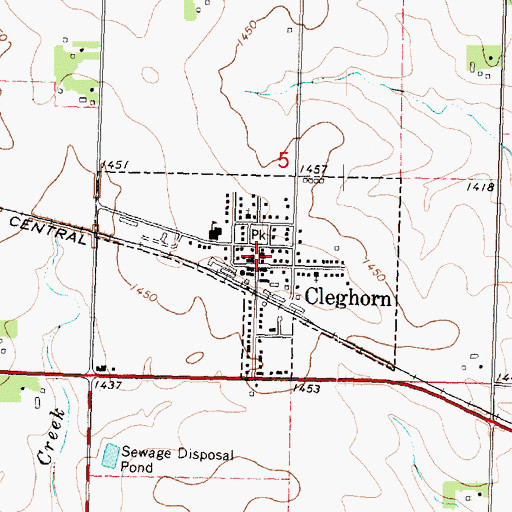 Topographic Map of Cleghorn Fire Department, IA