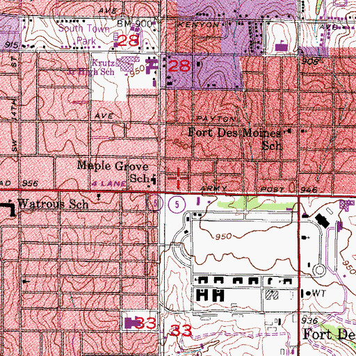 Topographic Map of Northern Warren Fire Department, IA