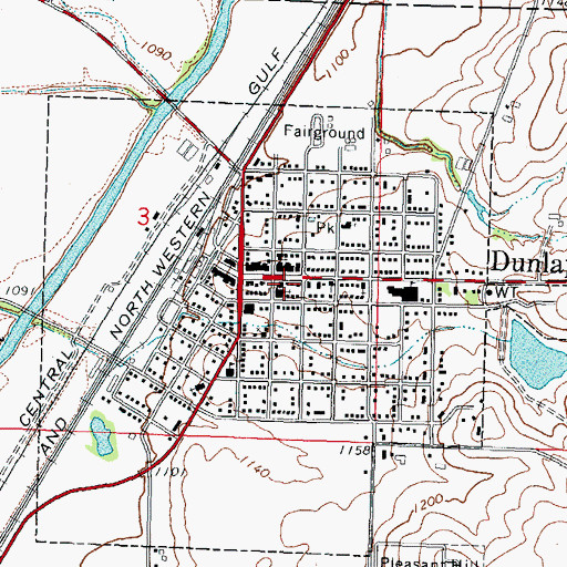 Topographic Map of Dunlap Fire Department, IA