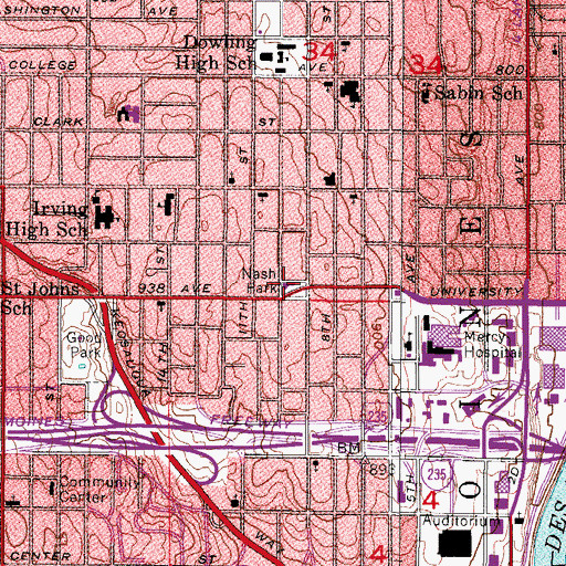 Topographic Map of Des Moines Fire and Rescue Department Station 4, IA