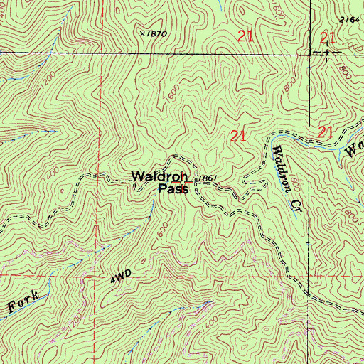 Topographic Map of Waldron Pass, CA