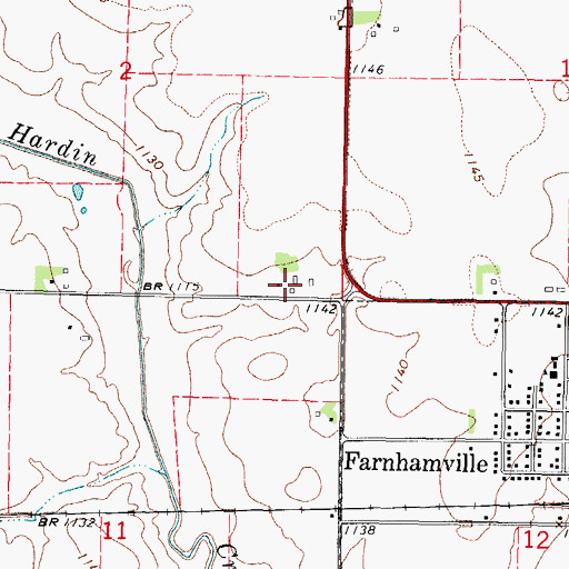 Topographic Map of Farnhamville Fire Department, IA