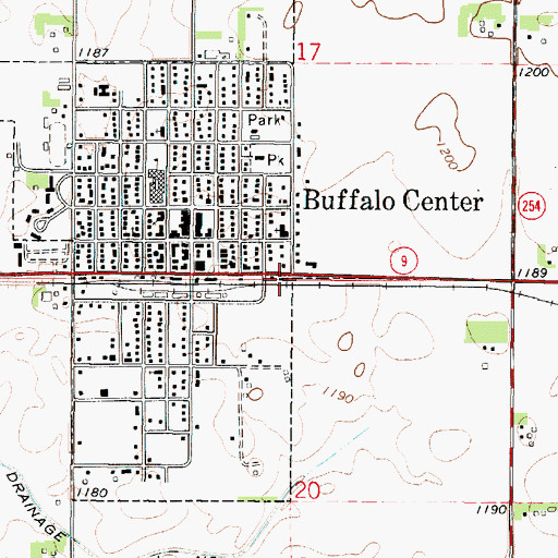 Topographic Map of Buffalo Center Fire Department, IA