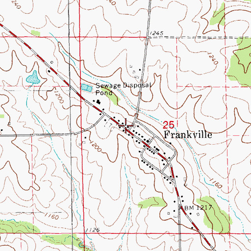 Topographic Map of Frankville Fire Department, IA