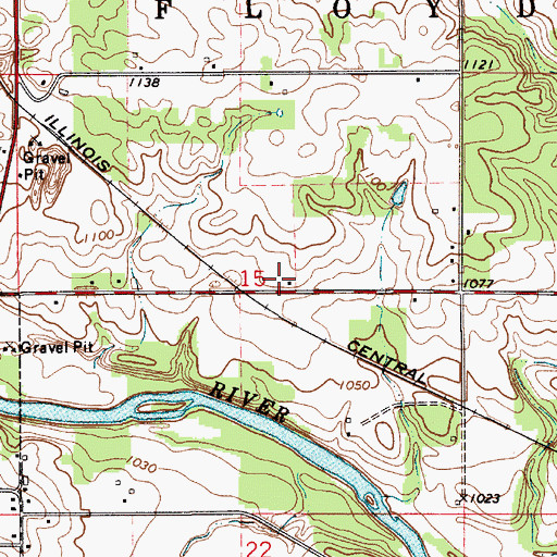 Topographic Map of Floyd Volunteer Fire Department, IA