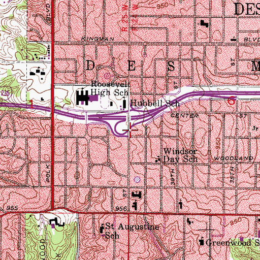 Topographic Map of Des Moines Fire and Rescue Department Station 5, IA