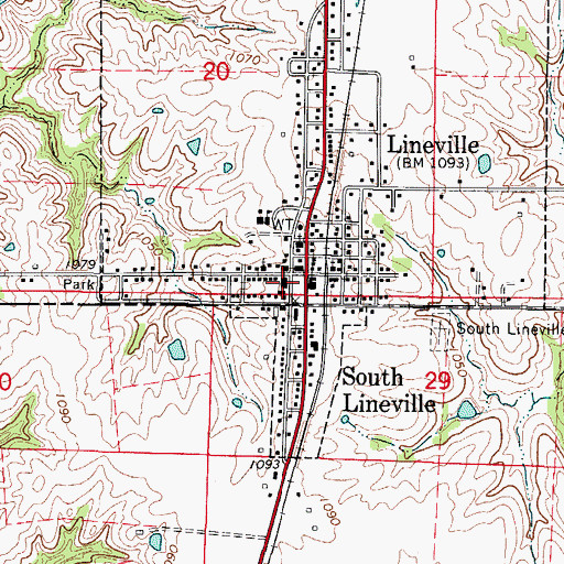 Topographic Map of Lineville Volunteer Fire Department, IA