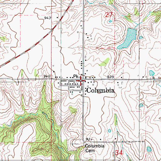Topographic Map of Columbia Fire Department, IA