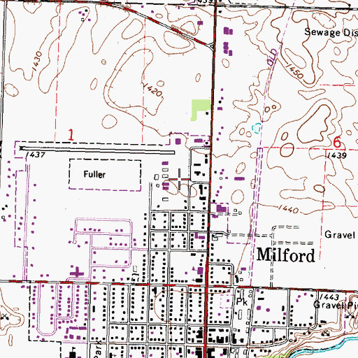Topographic Map of Milford Fire Department, IA