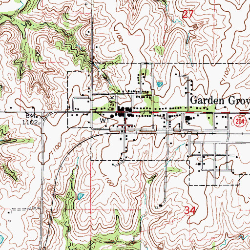 Topographic Map of Garden Grove Fire Department and Emergency Medical Services, IA