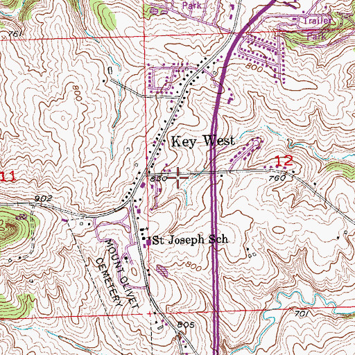 Topographic Map of Key West Fire Department, IA