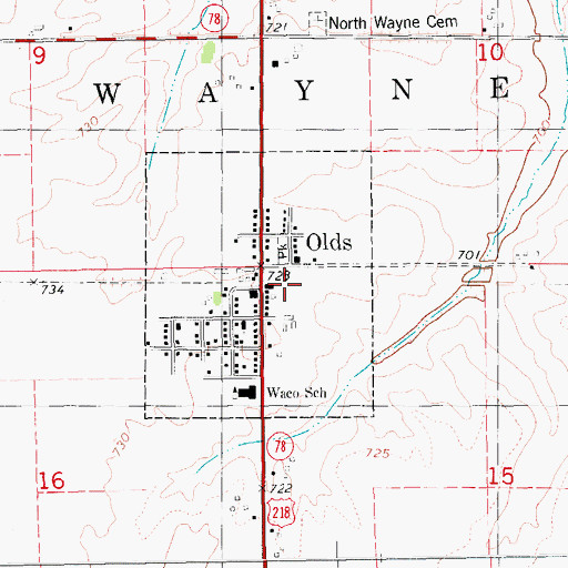 Topographic Map of Olds Fire Department, IA