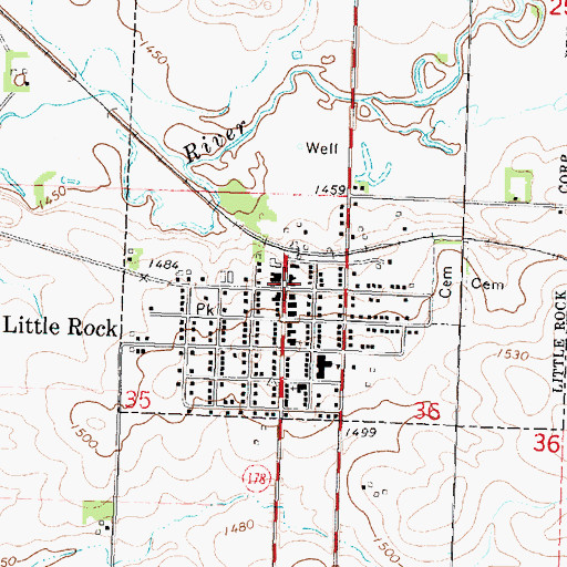 Topographic Map of Little Rock Fire and Rescue Services, IA