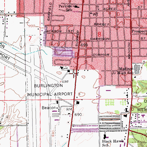 Topographic Map of Airport Fire Station, IA