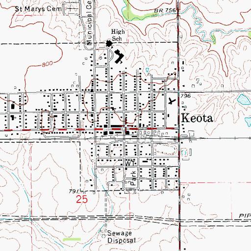 Topographic Map of Keota Fire Department, IA