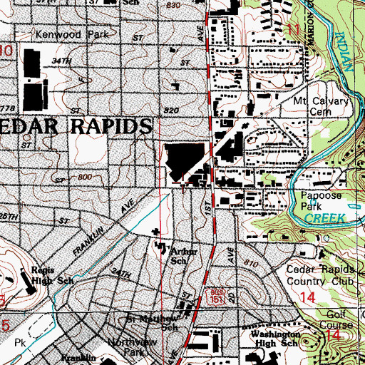 Topographic Map of Cedar Rapids Fire Department Station 7, IA