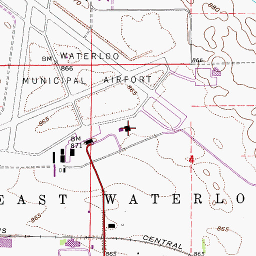Topographic Map of Waterloo Fire and Rescue Station 7, IA