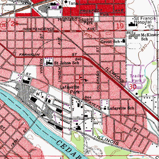 Topographic Map of Waterloo Fire and Rescue Station 5, IA