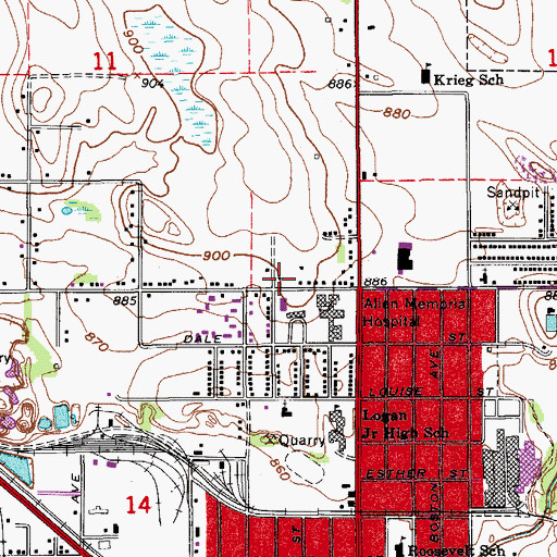 Topographic Map of Waterloo Fire and Rescue Station 3, IA
