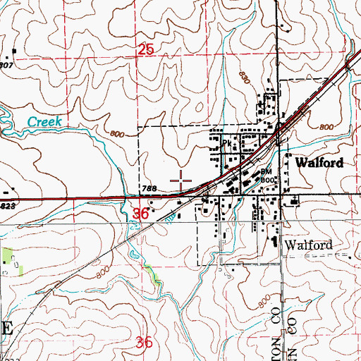 Topographic Map of Fairfax Volunteer Fire Department - Walford Community Center, IA
