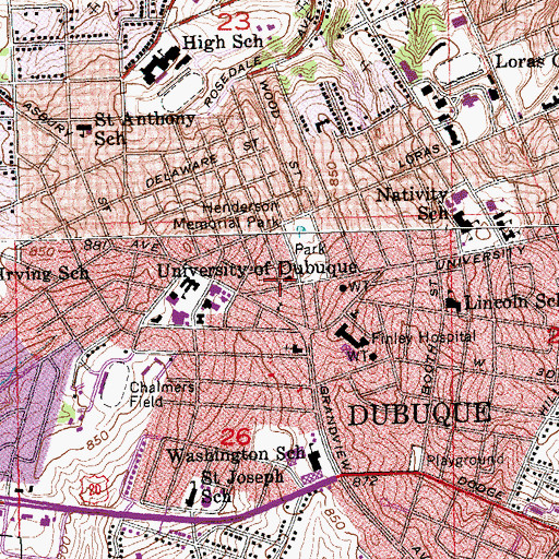 Topographic Map of Dubuque Fire Department Station 4, IA