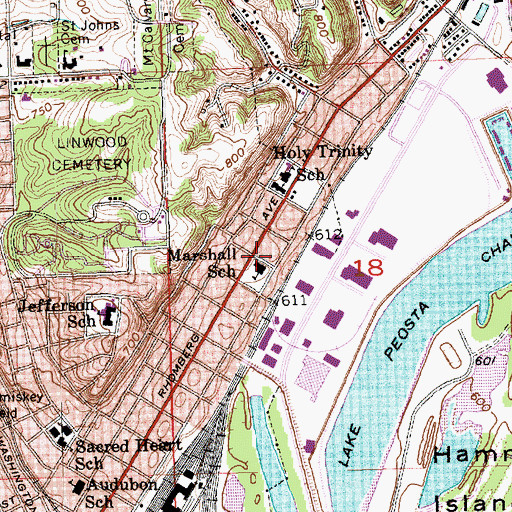 Topographic Map of Dubuque Fire Department Station 6, IA