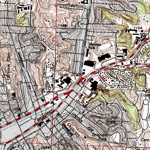 Topographic Map of Council Bluffs Fire Department - Station 6, IA