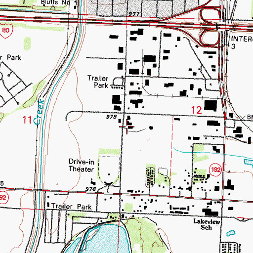 Topographic Map of Council Bluffs Fire Department Station 5, IA
