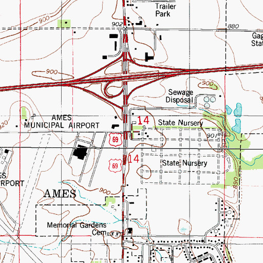 Topographic Map of Ames Fire Department Station 3, IA